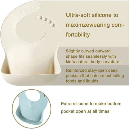 Silicone Baby Feeding Bib with Food Catcher