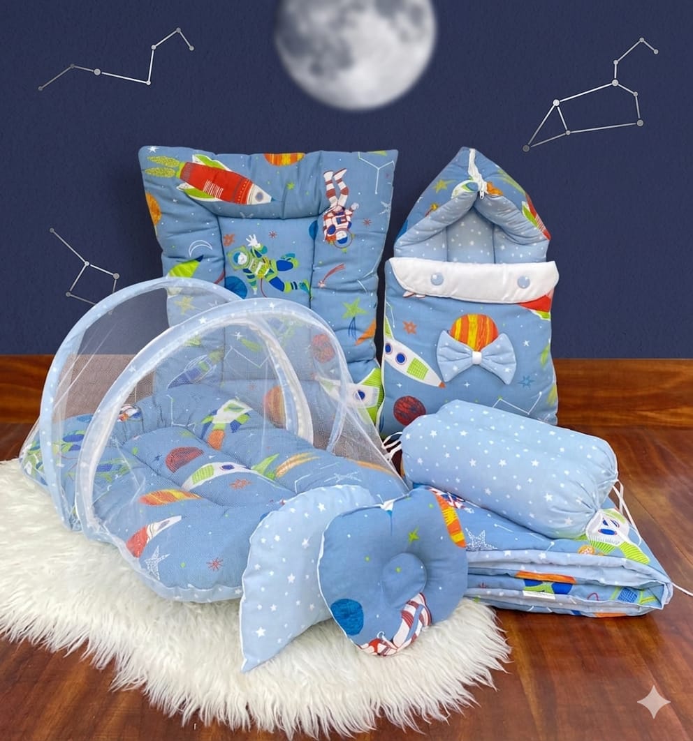 Deluxe 8-Piece Baby Lounger & Bedding Set